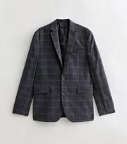 New Look Navy Check Skinny Fit Suit Jacket
